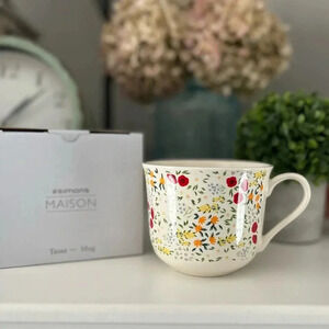 Simons Maison Set of Two Floral Pattern Porcelain Mugs